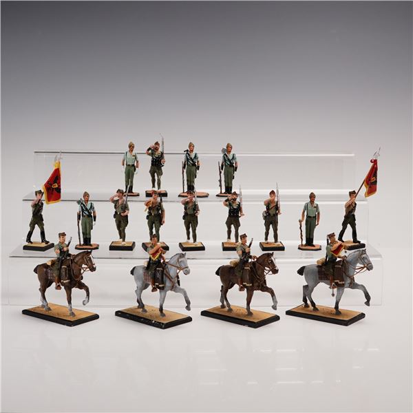 17pc Painted Metal Spanish Legion Figures with Horses