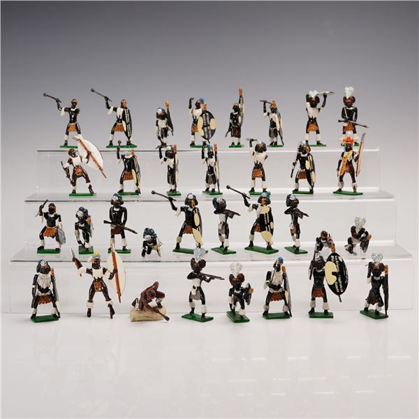 33pc Hand-Painted Zulu Warrior Toy Soldier Set, Spanish-Made