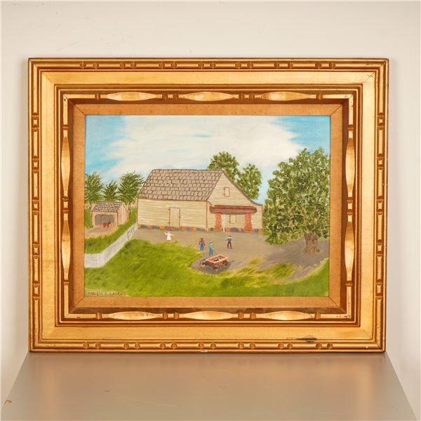 Imelda K. Laiche, Oil on Board, Cornhouse of the Kugler Plantation, Signed