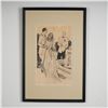 Image 2 : Wayne Hall, Original Ink Drawing on Paper, Love Story, Signed
