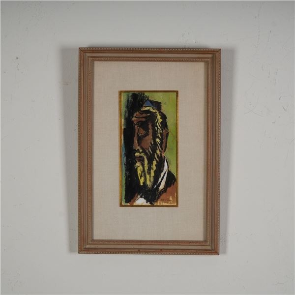 Benn Zion, Watercolor on Paper, Portrait of a Bearded Man, Signed