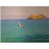 Image 3 : Original Painting on Canvas, Mokuloa Islands & Windsurfer by Woo Hyuk, Unframed 16" x 20"
