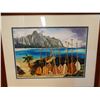Image 2 : Giclee Print, Canoe Paddles, Signed by Artist Peggy Chun, Matted & Framed 23.5" x 19.5"
