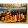Image 4 : Giclee Print, Canoe Paddles, Signed by Artist Peggy Chun, Matted & Framed 23.5" x 19.5"