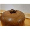 Image 11 : Wooden Calabash Bowl w/ Hand-Carved Turtle on Lid, Signed by L.K. Antonio 2005, Approx. 5" Dia, 5"H