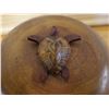 Image 2 : Wooden Calabash Bowl w/ Hand-Carved Turtle on Lid, Signed by L.K. Antonio 2005, Approx. 5" Dia, 5"H