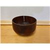 Image 2 : Heavy Hand-Turned Wooden Calabash Bowl w/ Crack & Old Resin Repair  8.5" Dia, 5"H