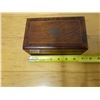 Image 12 : Antique Wooden Rectangular Box w/ Hinged Lid & Inlay Top, Interior Appears to be Lined w/ Milk Glass