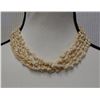 Image 1 : Five-Strand South Seas Choker Shell Lei Necklace w/ 2-Cowrie Shell Closure 16"L