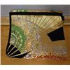 Image 1 : Vintage Obi Backed w/ Silk, Featuring Gold Thread & Brocade Fan Design 168"L