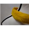 Image 2 : Vintage Yellow Feather Hat Lei   24"L (feathers stitched onto flannel backing)