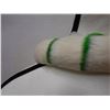 Image 2 : Vintage White & Green Striped Feather Lei 24"L (feathers stitched onto flannel backing)