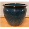 Image 1 : Large Ceramic Blue Glazed Koi Garden Pot 15" Dia, 14"H