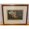 Image 1 : Monuments in Easter Island Hand-Colored Print Circa 1800's, Wood Framed 21.5" x 17.5"