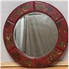 Image 1 : Round Hand-Painted Chinese Wall Mirror w/ Monkey Décor