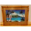 Image 1 : Art Print, Waikiki w/ Diamond Head, Framed 23" x 17.5", Has Surface Wear