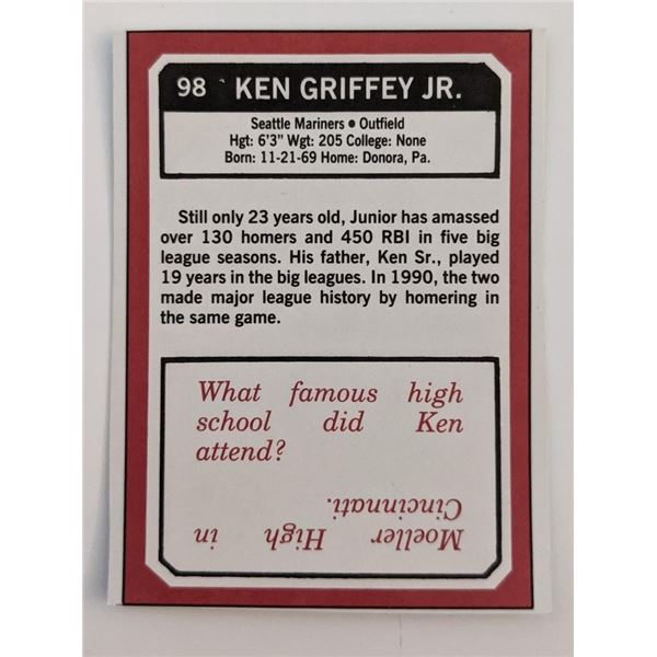 Ken Griffey Jr. Mariners Baseball Card