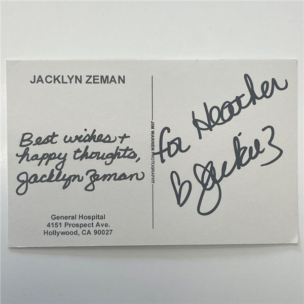 Jacklyn Zeman signed postcard