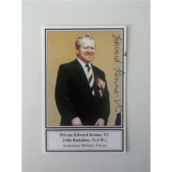 Private Edward Kenna, VC signed card