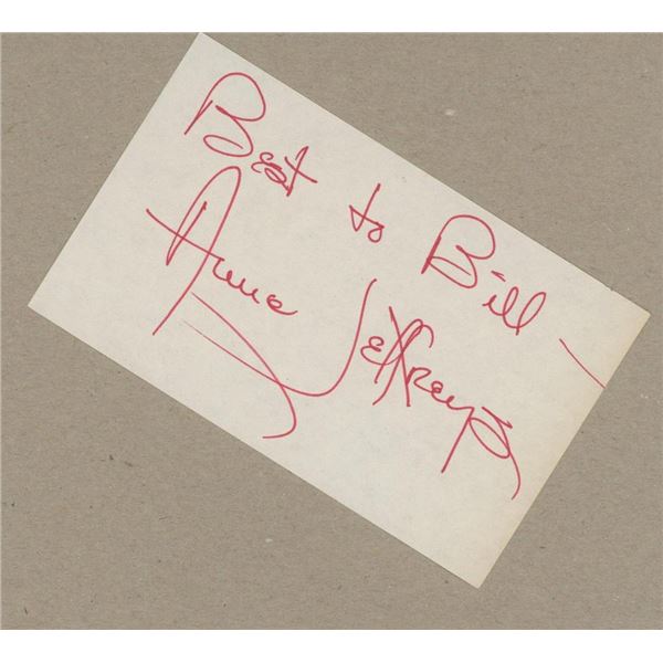 Topper Anne Jeffreys signed note