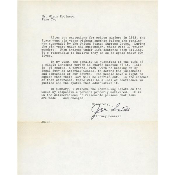 Jim Smith Florida Attorney General signed letter