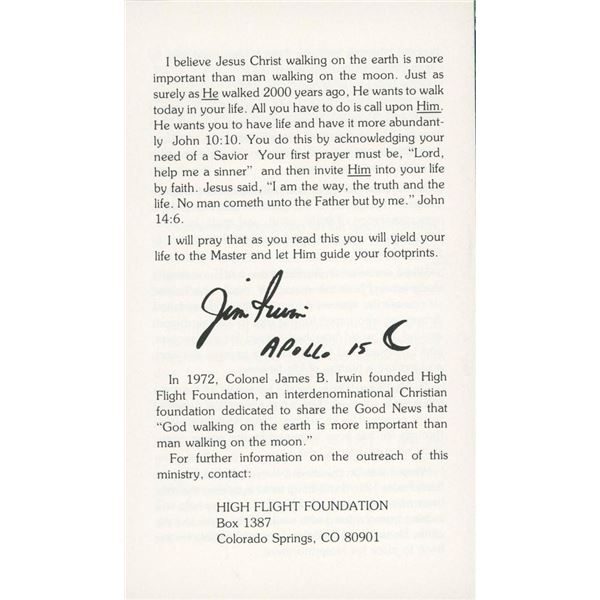 Col. James Irwin signed event flyer