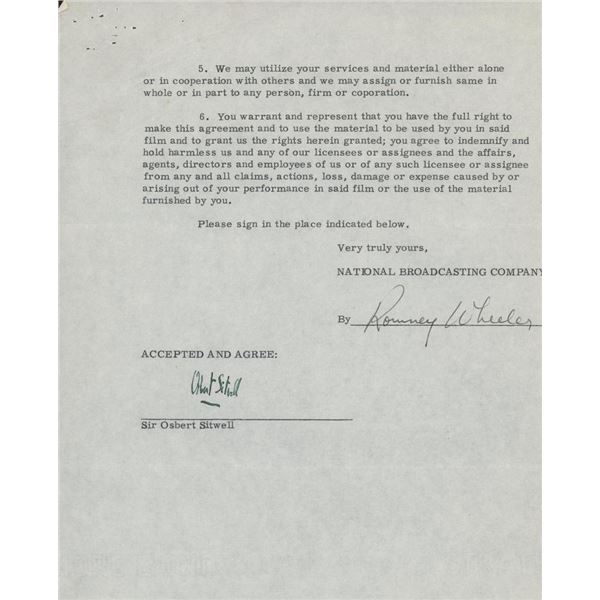 Author Sir Osbert Sitwell signed film contract