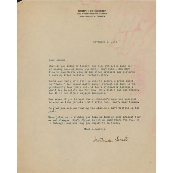Gertrude Soeurt signed letter