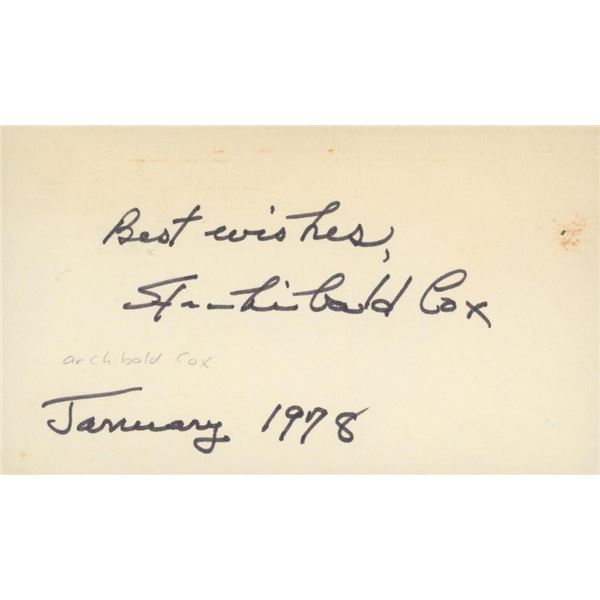 Archibald Cox signed note dated January 1978