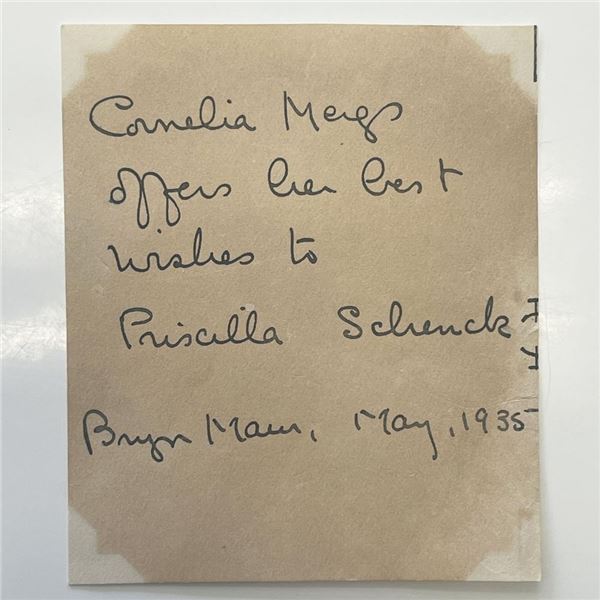 1935 Cornelia Meigs signed note
