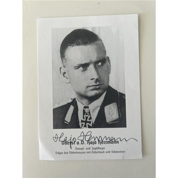 WWII pilot Hajo Herrmann signed photo