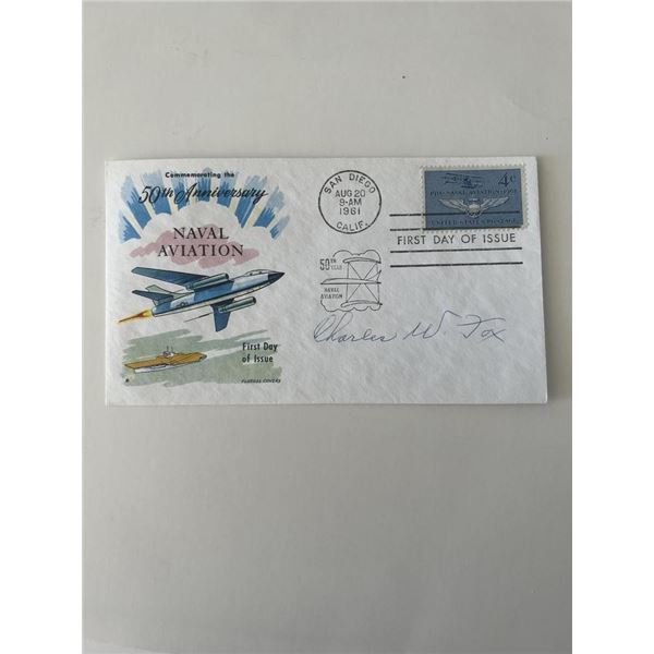 Charles W. Fox signed naval aviation commemorative cover