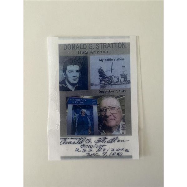 USS Arizona survivor Donald Stratton signed photo