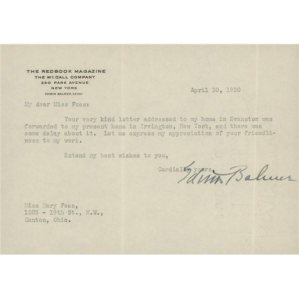 When Worlds Collide Author Personal note signed by Edwin Balmer