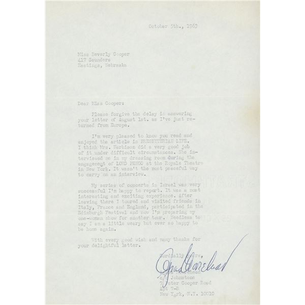 Agnes Moorehead BeWitched signed personal letter