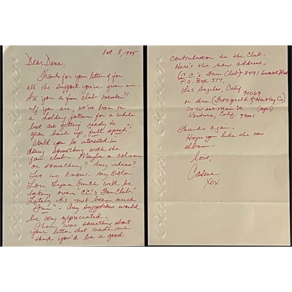Country Singer Carlene Carter Signed Letter