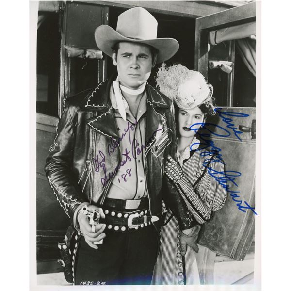 Billy The Kid Sunset Carson and Peggy Stewart signed movie still photo