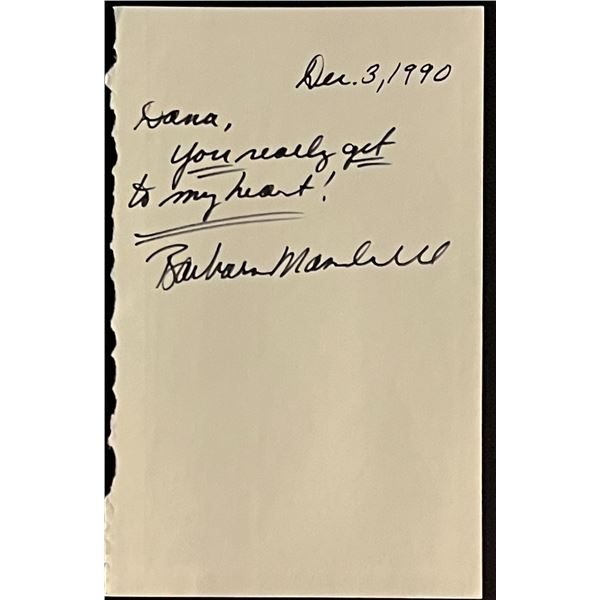 Country Singer Barbara Mandrell signed letter