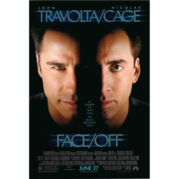 Face/Off  original 1997 vintage advance double-sided one sheet movie poster