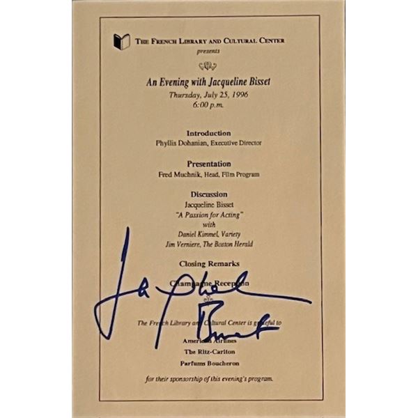 Bullit Jacqueline Bisset signed invitation