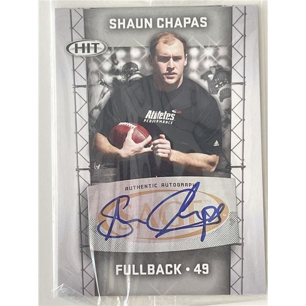 Shaun Chapas signed 2011 Sage Hit #29 trading card