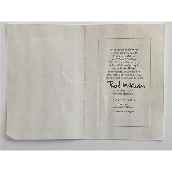 Poet Rod McKuen signed card