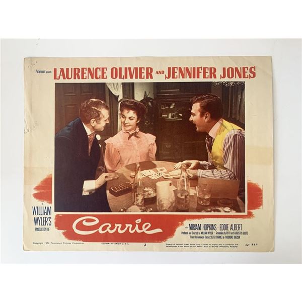 Carrie original 1952 vintage lobby card