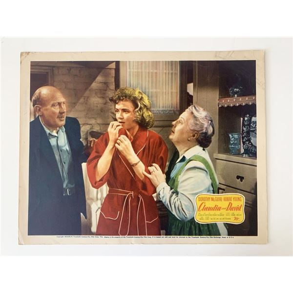 Claudia and David original 1946 vintage lobby card