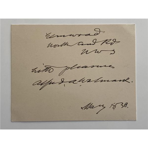 Alfred Wolmark signed note