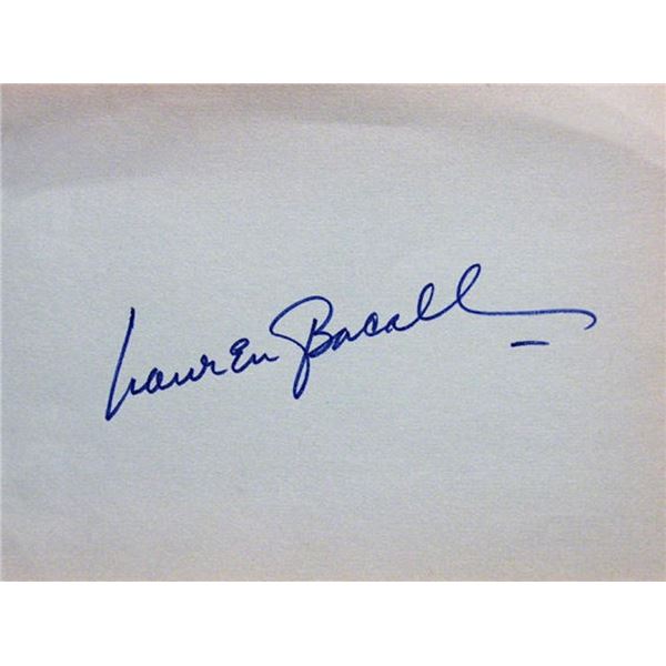 Lauren Bacall signature slip