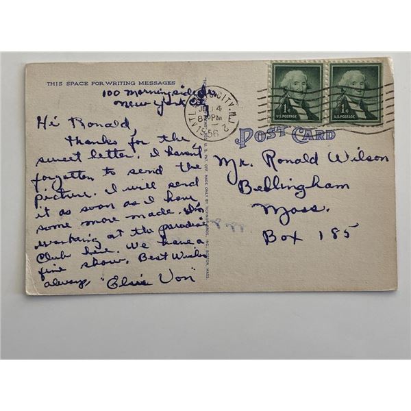 Elaine Von signed post card