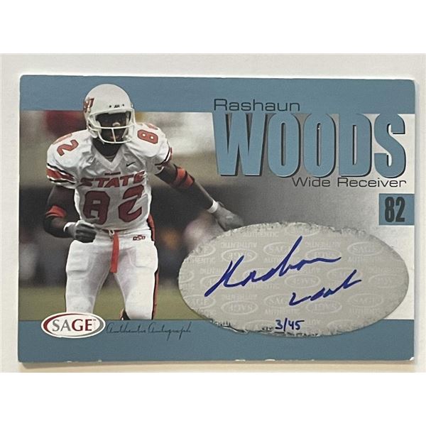 Oklahoma State Rashaun Woods signed 2004 Sage Hit trading card
