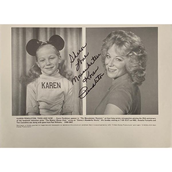 Mouseketeer Karen Pendleton signed photo