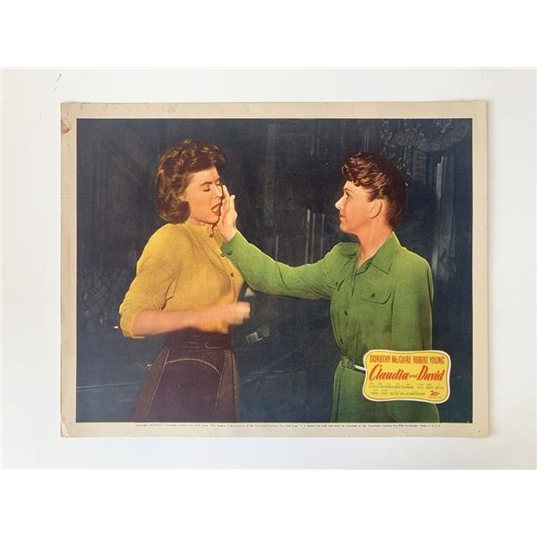 Claudia and David original 1946 vintage lobby card